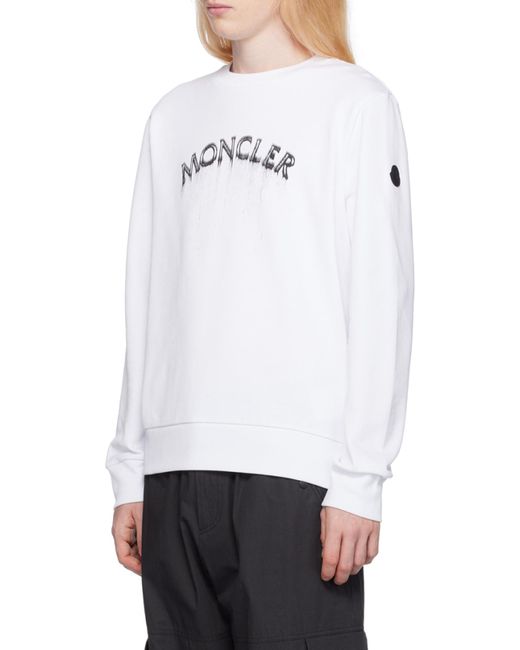Moncler White Logo Sweatshirt for men