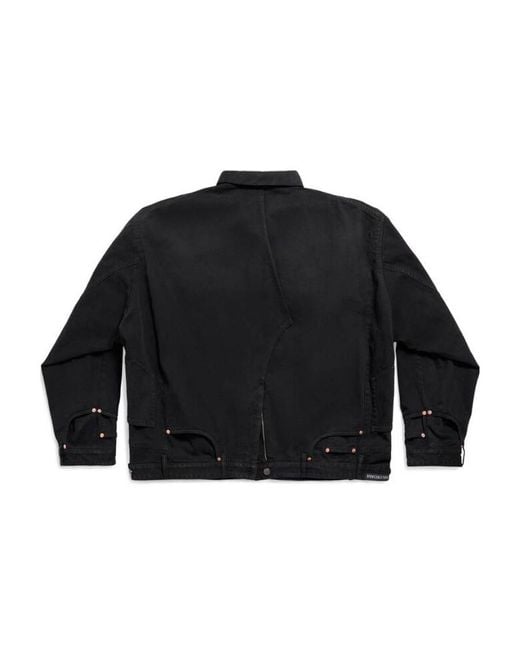 Balenciaga Black Deconstructed Straight Hem Denim Jacket for men