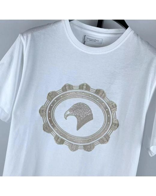 Stefano Ricci Blue T-Shirt With Round Neck And Short Sleeves for men