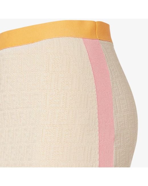 Fendi Natural Ff Jacquard Contrast-Waist Midi Skirt