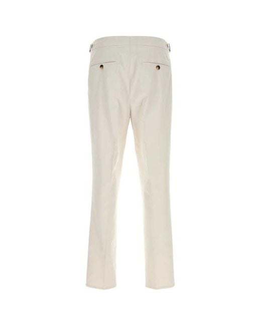 Brunello Cucinelli White Pleated Straight-Leg Pants for men