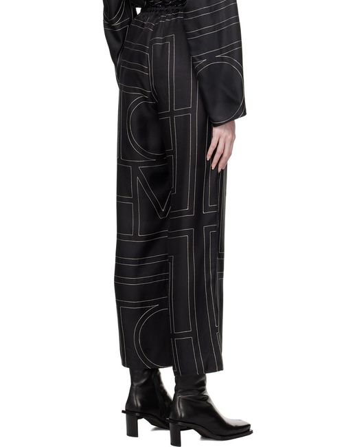 Totême Black Totême Monogram Patterned Wide-Leg Pants