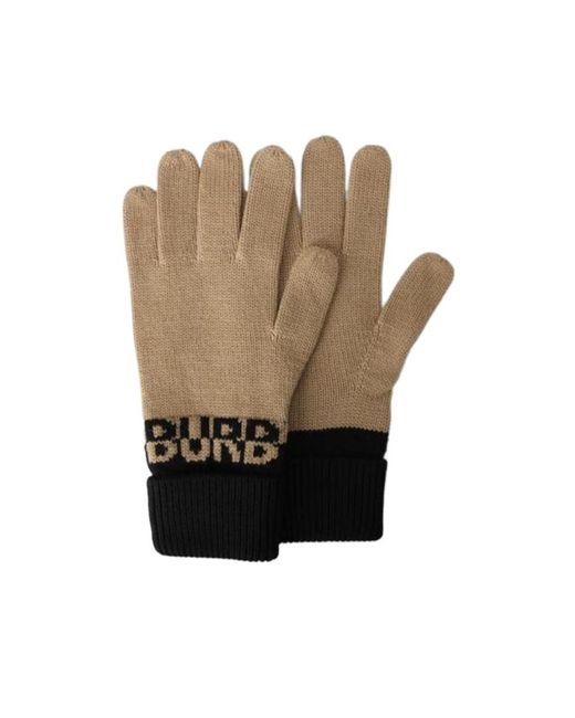 Burberry White Color-Blocked Lettered Knitted Gloves for men