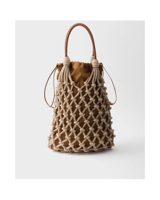 Prada Brown Cotton Cord Macramé Tote Bag for men