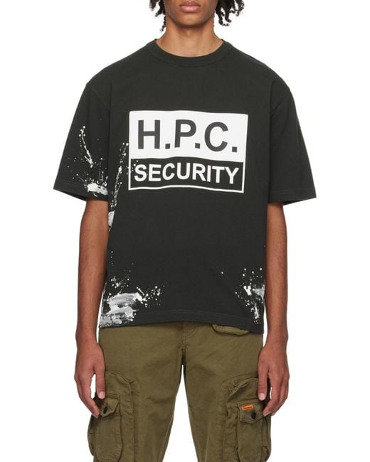 Heron Preston Black Paint Splatter Detailed Crewneck T-Shirt for men