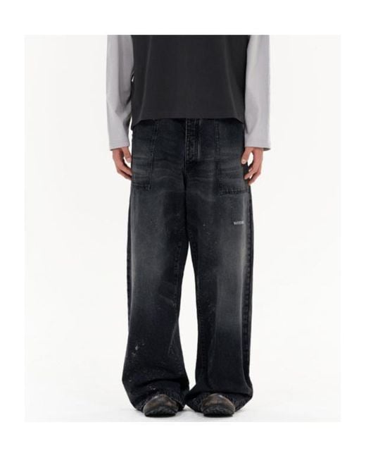 we11done Gray Patch Pocket Jeans for men