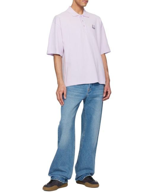 Maison Kitsuné Purple Bold Fox Head-Appliqué Polo Shirt for men