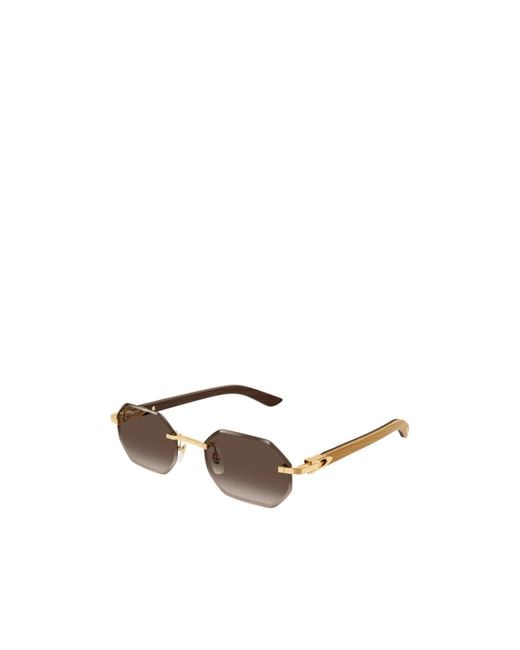 Cartier White Geometric Frame Sunglasses for men