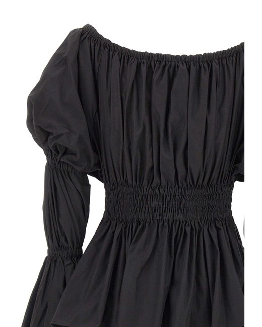Blumarine Black Puffed-Sleeve Elasticated-Waist Blouse