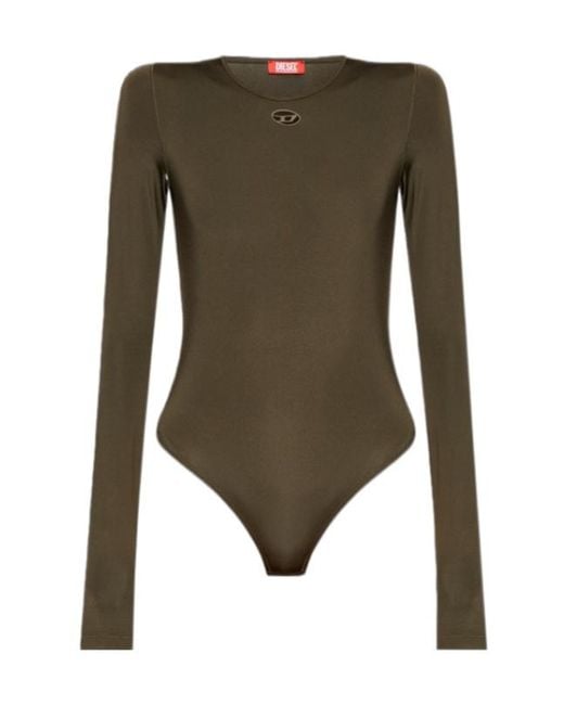DIESEL Green Oval D Cut Out Logo Bodysuit
