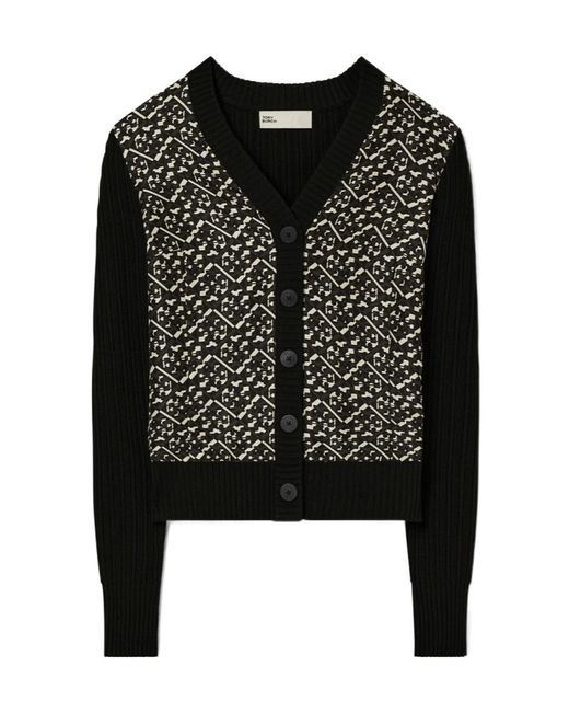 Tory Burch Black Wool Cardigan With Front