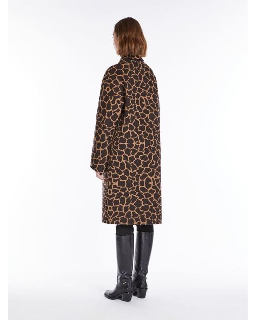 Max Mara Brown All-Over Patterned Long-Sleeved Coat