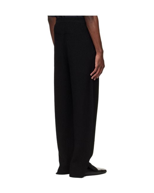 Homme Plissé Issey Miyake Black Elastic Waist Knit Casual Pants for men