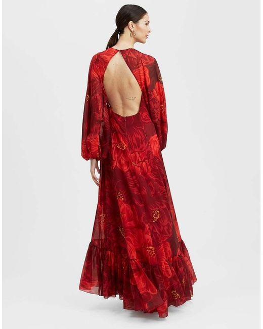 LaDoubleJ Red Eve Open-Back Maxi Dress
