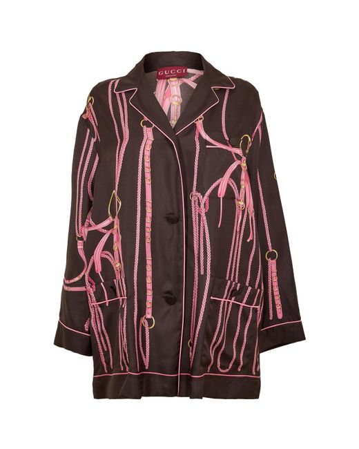 Gucci Red Flowing Short-Sleeve Patterned Shirt