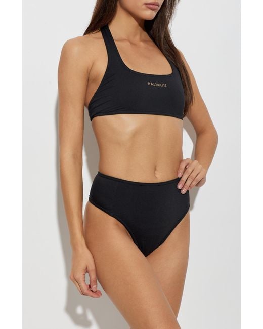 Balmain Black Lace-Up Bikini Set