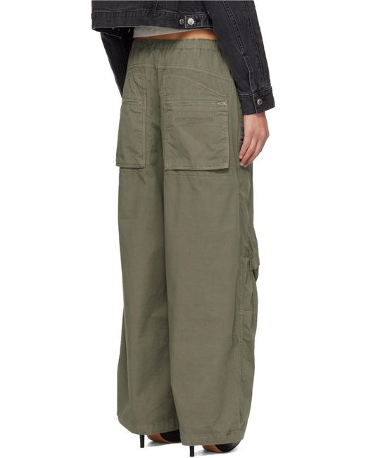 Alexander Wang Green Mid-Rise Drawstring Cargo Pants
