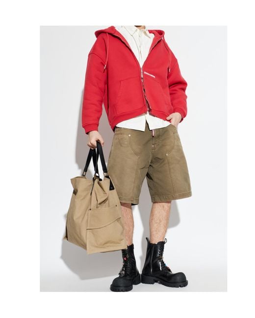 DSquared² Green Garment Dyed Carpenter Shorts for men
