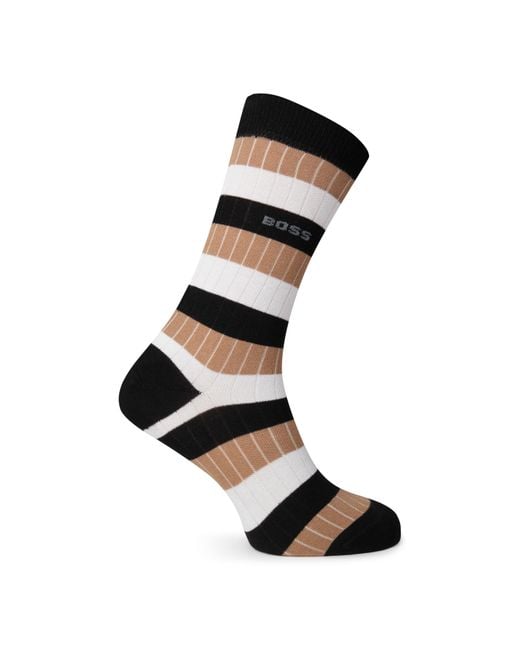 Boss Black Ribbed Socks Accented for men