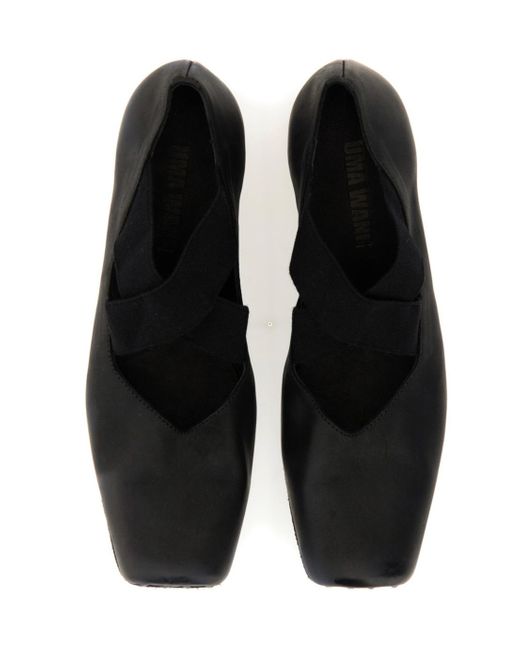 Uma Wang Black Square-Toed Ballet Shoes