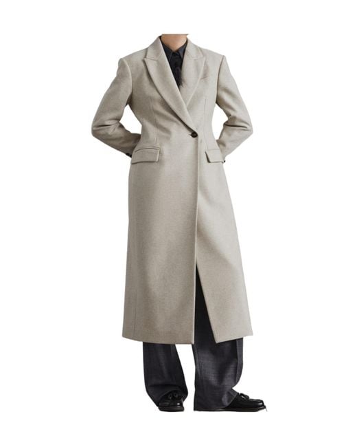 Brunello Cucinelli Natural Single Breasted Long Coat