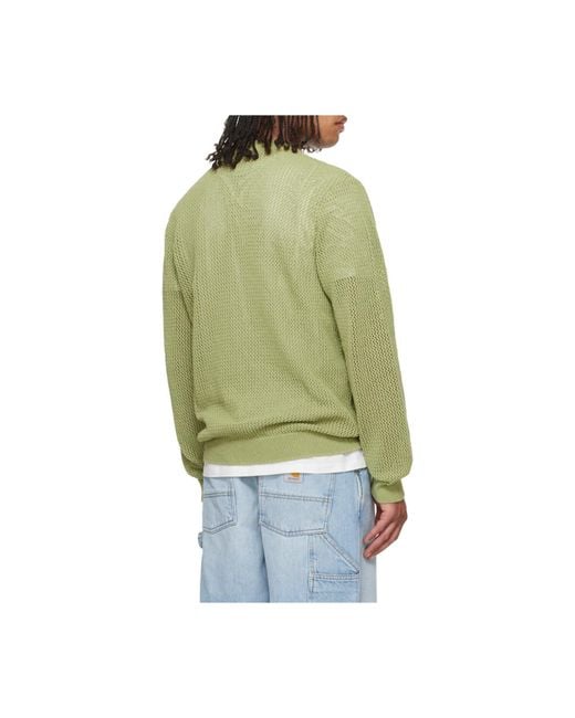 Carhartt Green Stockton Crewneck Open-Knit Jumper for men
