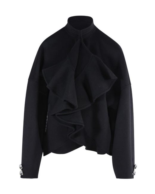Emilio Pucci Black Pucci Ruffled Piped-Trim Jacket