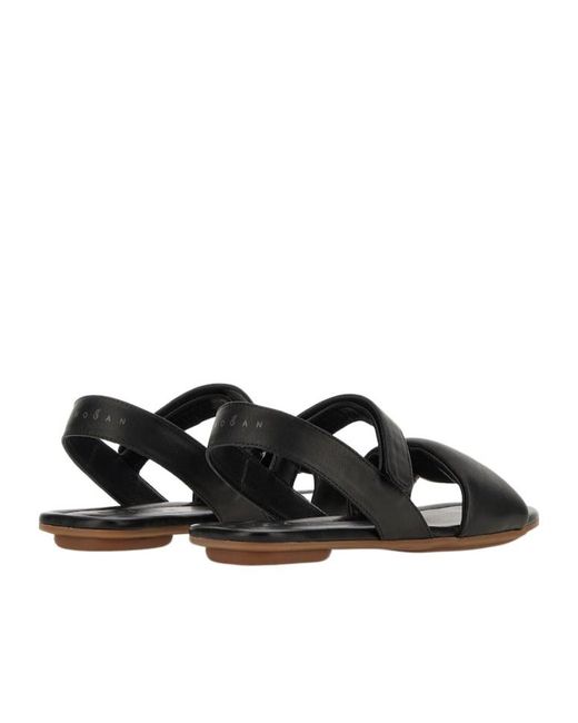 Hogan Black Flat Sandals H685