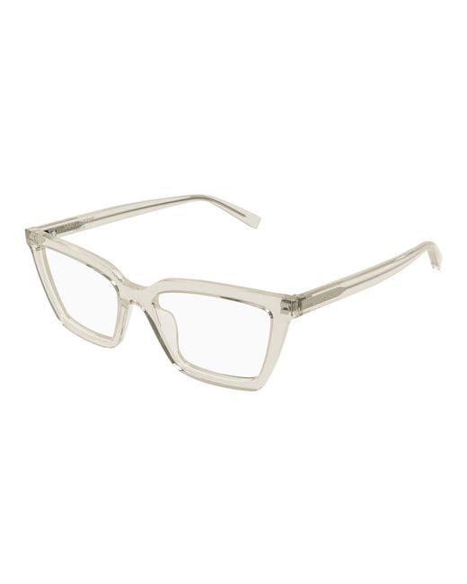 Saint Laurent White Square-Frame Glasses