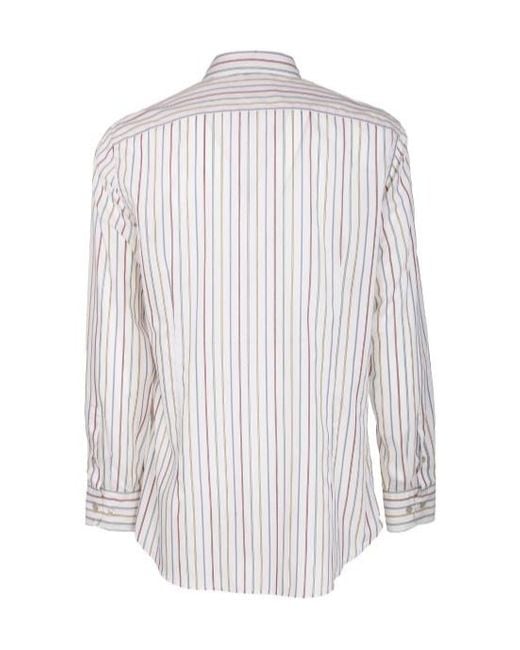 Etro White Pegaso Embroidered Striped Shirt for men