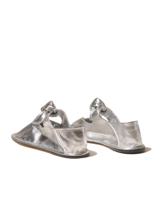 Hereu White Llasada Metallic Ballerina Shoes