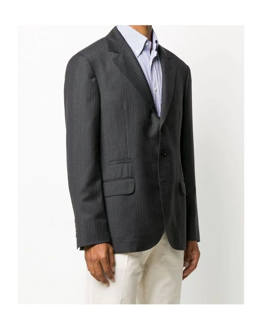 Brunello Cucinelli Black Single-Breasted Virgin Wool Blazer for men