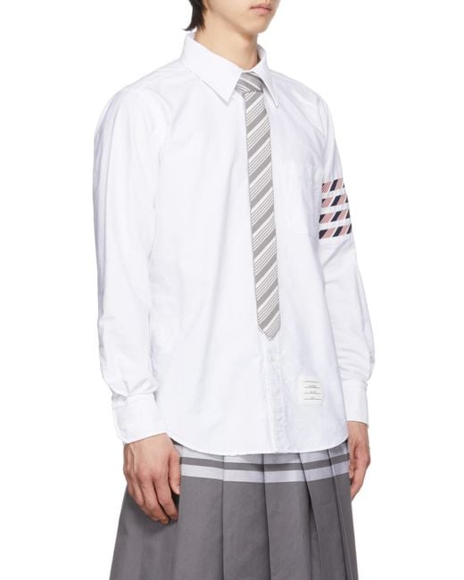 Thom Browne White 4-Bar Oxford Shirt for men