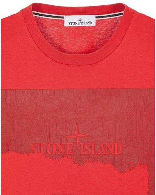 Red stone island t shirt sales