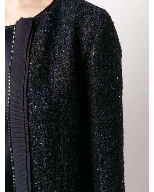 Emporio Armani Black Glitter Coarse Flower Casual Jacket