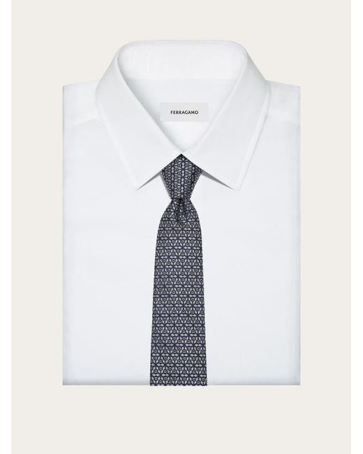 Ferragamo Blue Monogrammed Tie for men