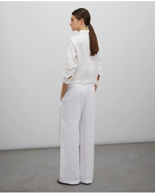 Aspesi White Pleated Wide-Leg Trousers