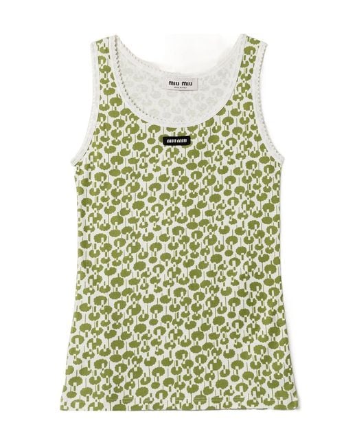Miu Miu Green Cotton Tank Top
