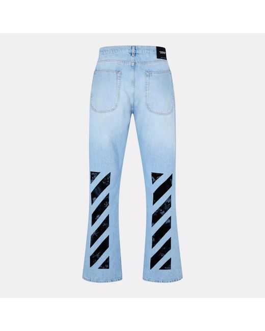 Off-White c/o Virgil Abloh Blue Diag Relax Relaxed Straight Leg Jeans for men