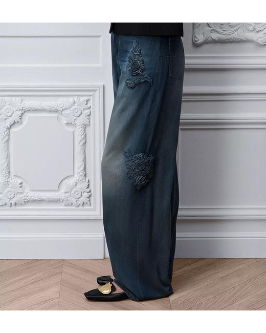 Dior Blue Regular-Fit Embroidered Jeans