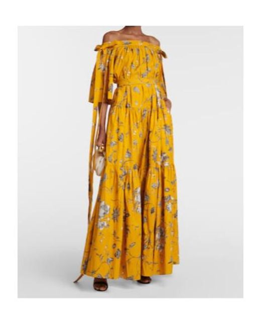Erdem Yellow Floral Cotton Maxi Dress