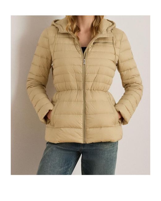Ralph Lauren Natural Real Leather Quilted Short Puffer Jacket
