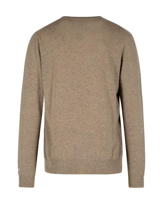 Woolrich Brown Logo Embroidered Crewneck Jumper for men