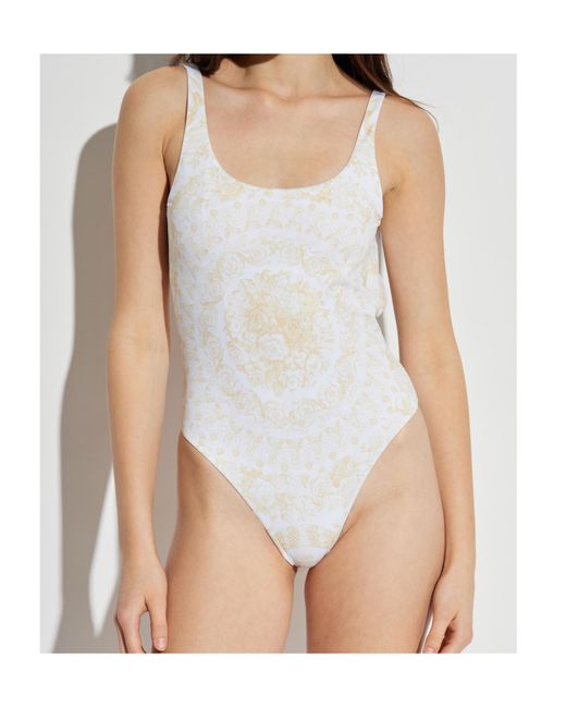 Versace White Sleeveless One-Piece Swimsuit