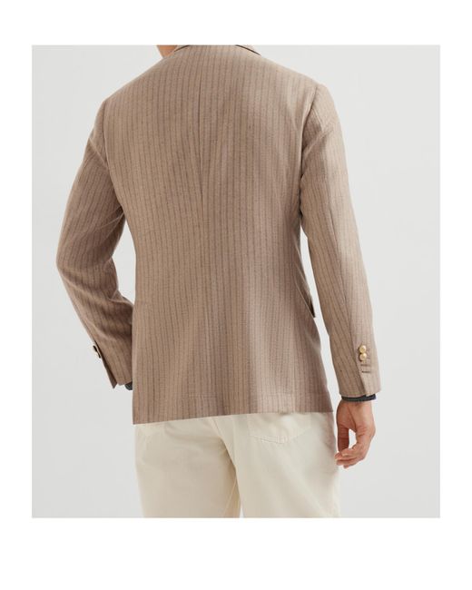 Brunello Cucinelli Natural Striped Double-Breasted Blazer for men