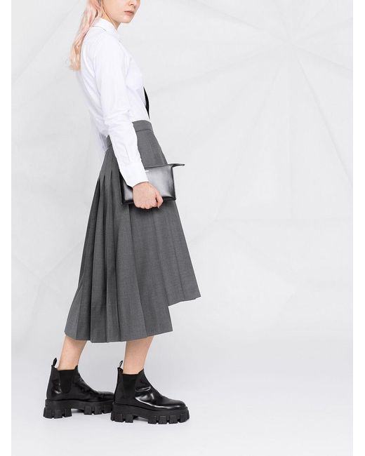 Thom Browne White Logo Patch Long-Sleeved Shirt