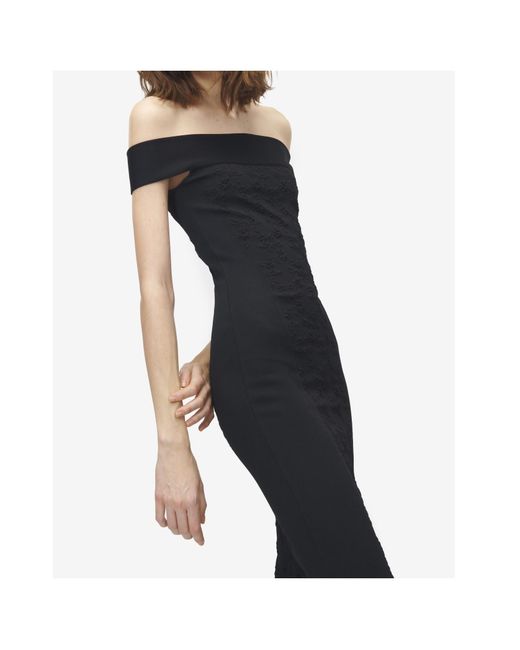 McQueen Black Stretch-Jacquard Midi Dress