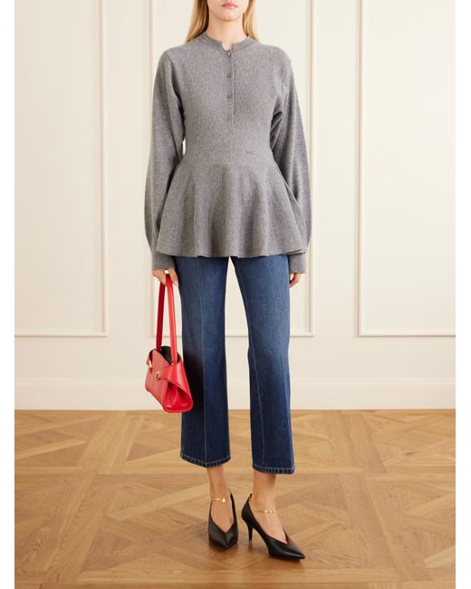 Stella McCartney Gray Wool Peplum Sweater