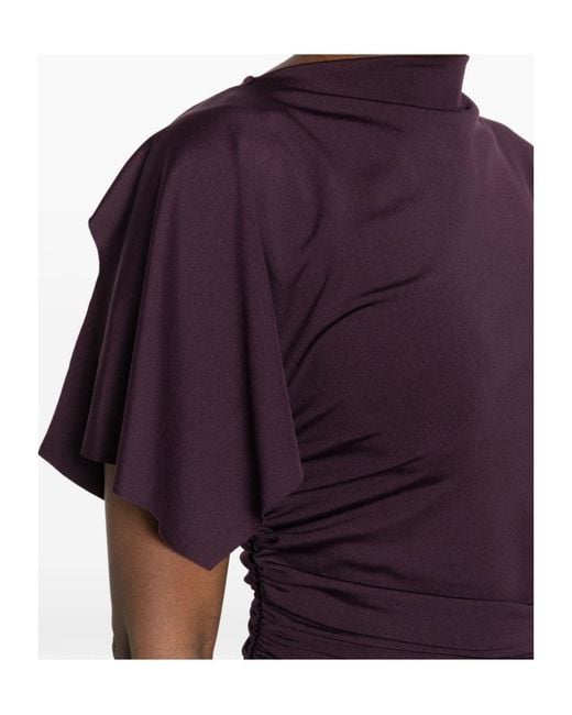 Victoria Beckham Purple Blousey Midi Dress