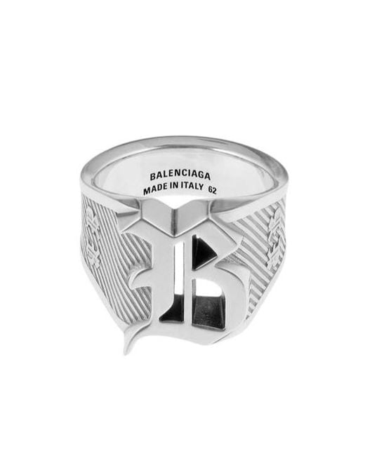 Balenciaga White Melrose Signet Ring